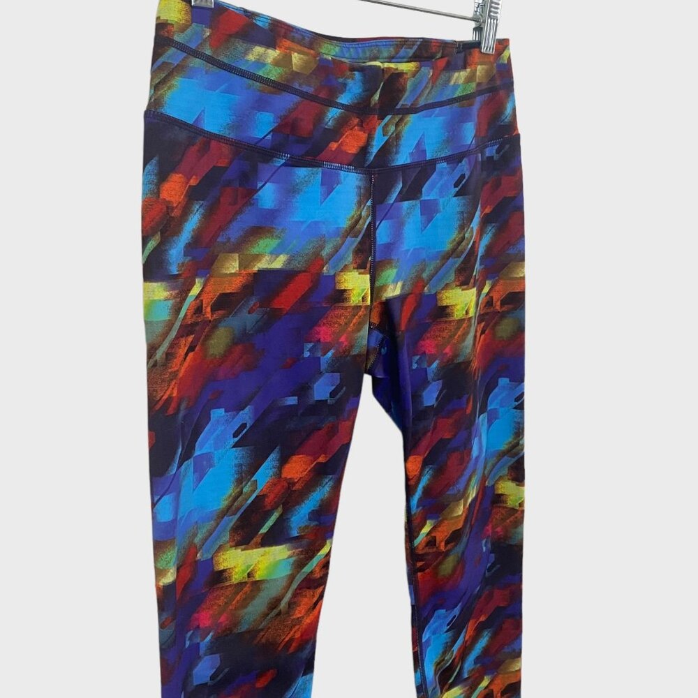 Athleta Cropped Colorburst Sonar Running Leggings Womens Medium Athletic Stretch - Picture 4 of 10